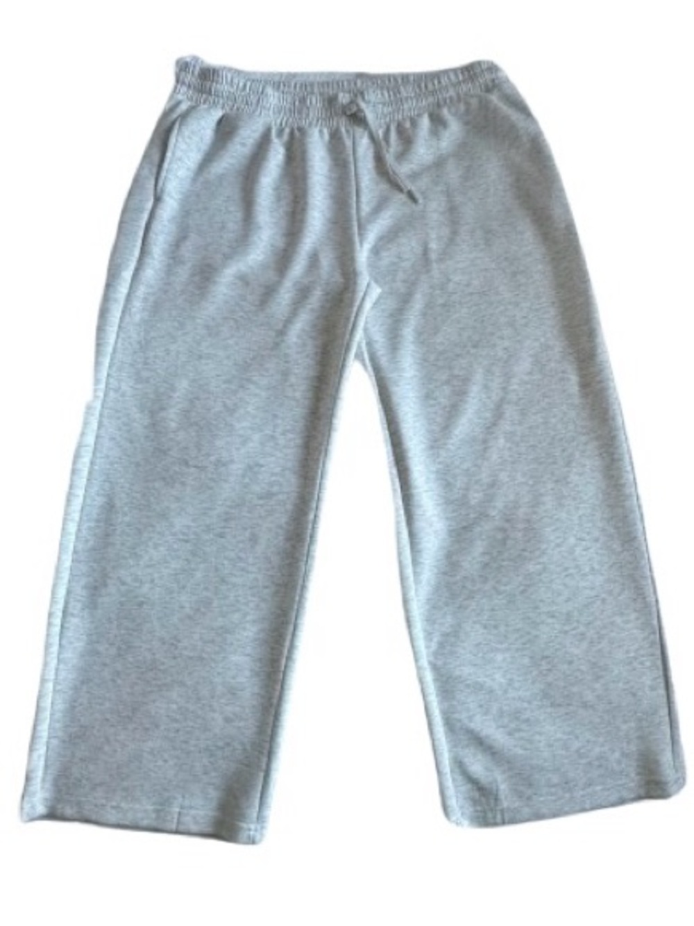 Velocity Women' 2X Heather Light Gray Wide Leg Elastic Waist & String Sweatpants